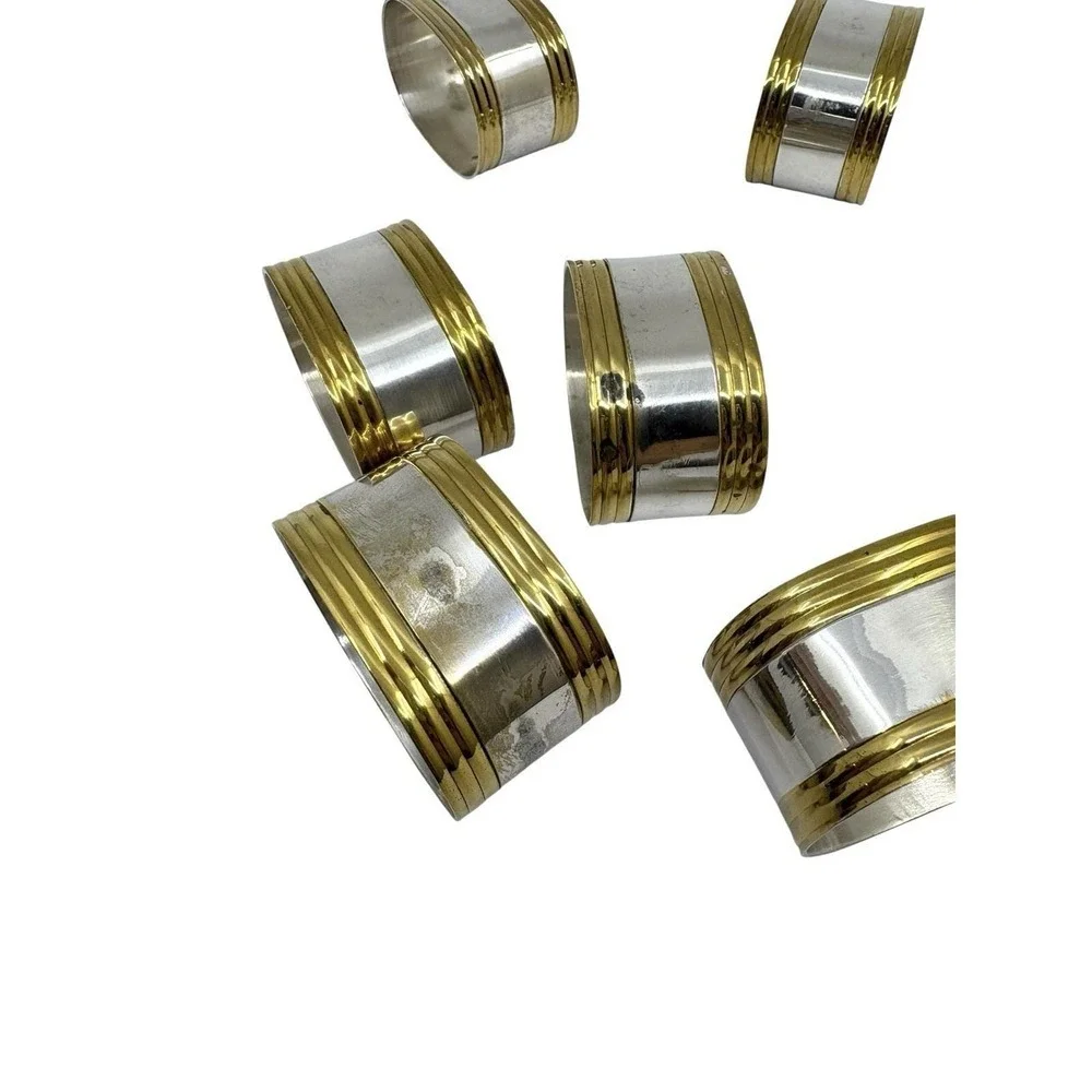 Napkin Rings Gold & Silver colored napkin rings modern set of 8‎